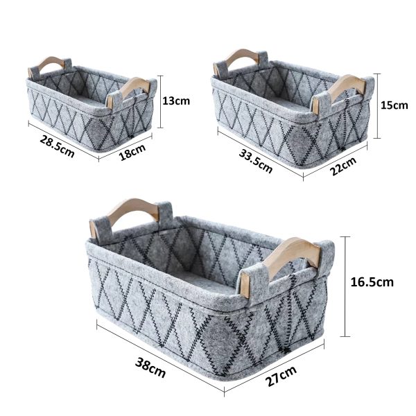 Felt Storage Basket Organizer 3PCs Set - Image 4