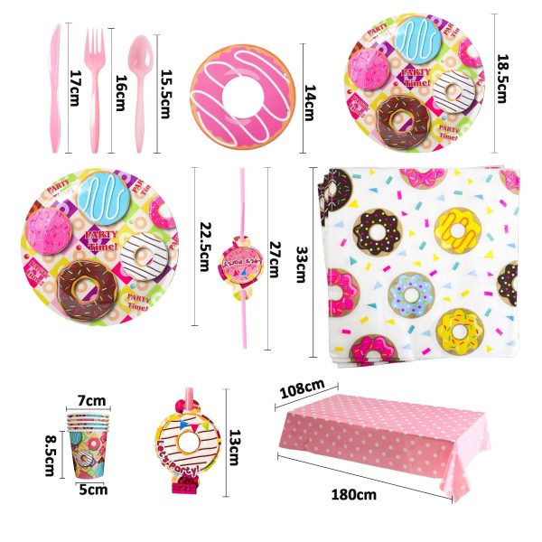 Kids Party Supplies Paper Plates 104pcs Pack-Doughnut - Image 4