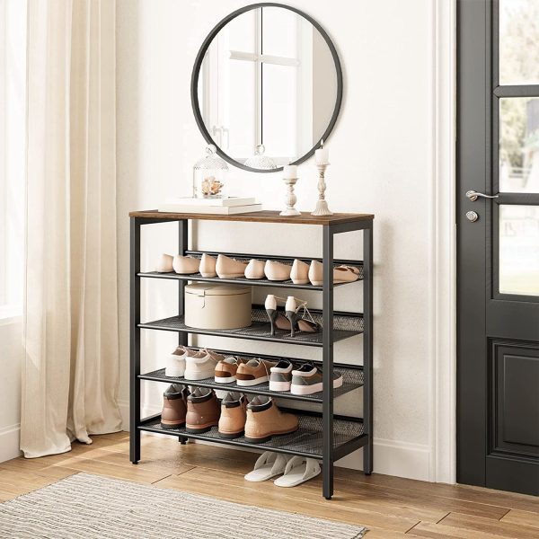 5 Tier Metal Mesh Shoe Rack Storage Shelf - Image 2