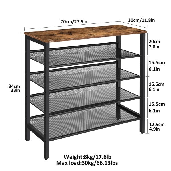 5 Tier Metal Mesh Shoe Rack Storage Shelf - Image 4