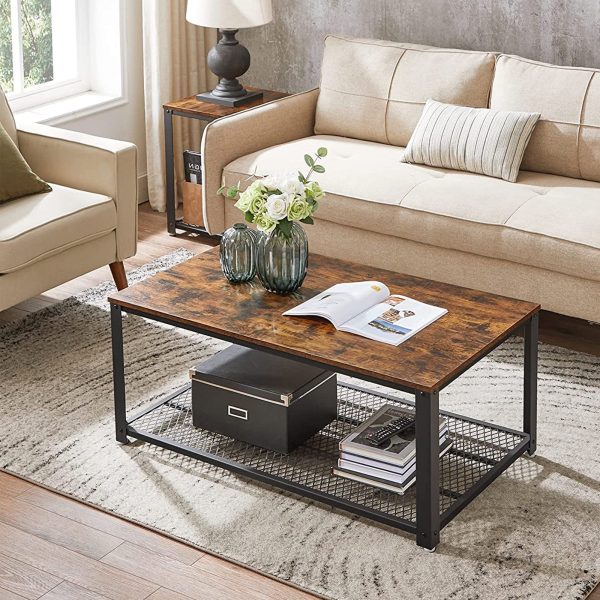 Industrial Style Coffee Table 106cm x 42cm - Image 2