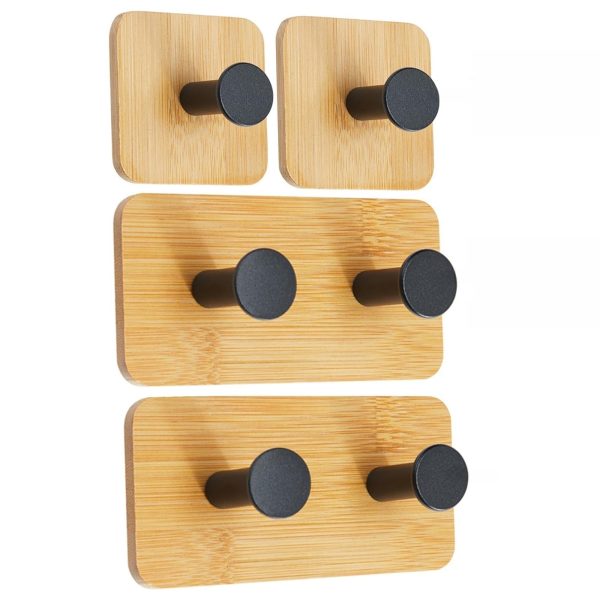 Adhesive Bamboo Wall Hooks 4Pcs Set