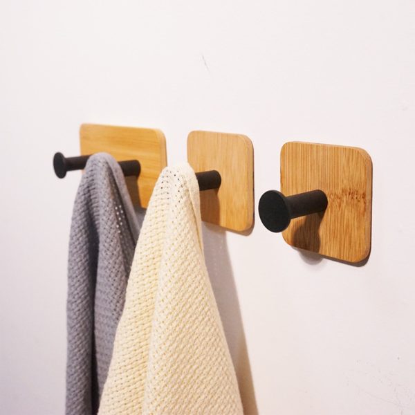 Adhesive Bamboo Wall Hooks 4Pcs Set - Image 2