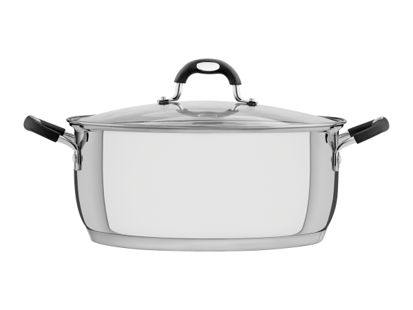 Solar Silicone Shallow Stainless Steel Casserole Dish With Tri-Ply Base  And Glass Lid, 30cm And 8.9l