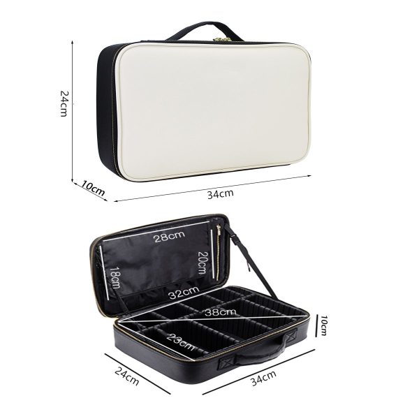 PU Travel Makeup Case Portable Cosmetic Bag with EVA Dividers - Image 4