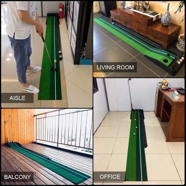 Golf Putting Training Auto Return Mat with 3 Training Balls - Image 2