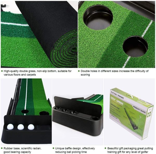 Golf Putting Training Auto Return Mat with 3 Training Balls - Image 3