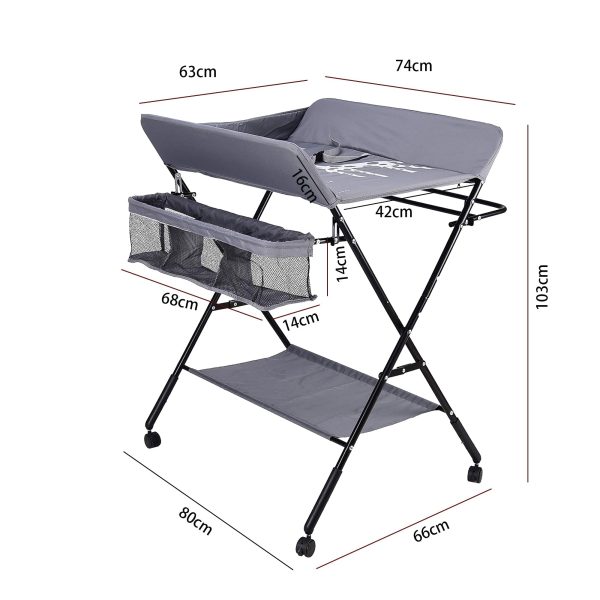 Folding Baby Changing Table Diaper Station with Wheels - Image 4