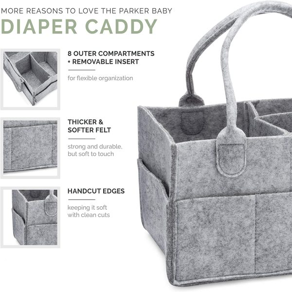 Diaper Caddy Nursery Tote Bag with Lid - Image 2