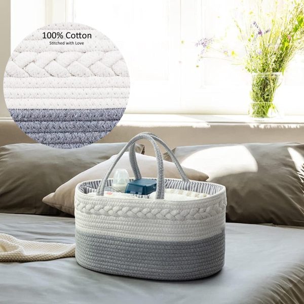 Cotton Rope Diaper Caddy Storage Basket - Image 2