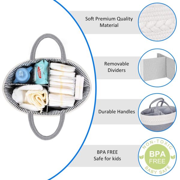 Cotton Rope Diaper Caddy Storage Basket - Image 3