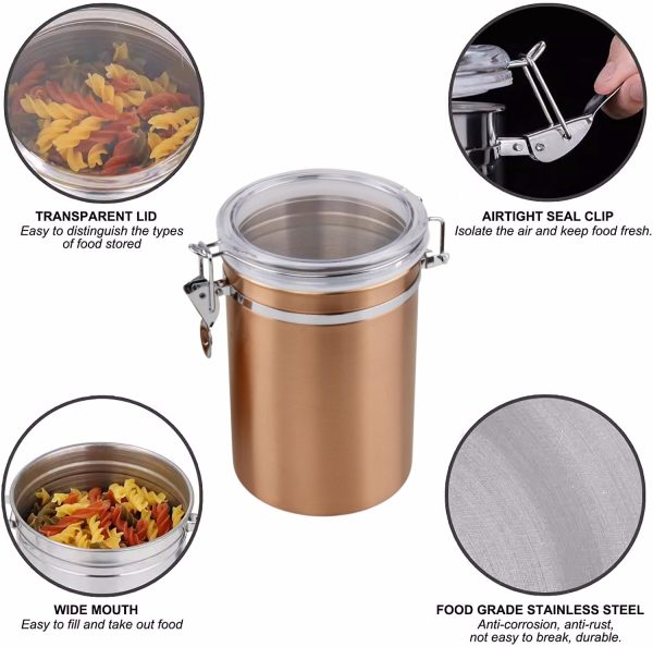 2PCs Stainless Steel Airtight Food Canister Coffee Jars - Image 3