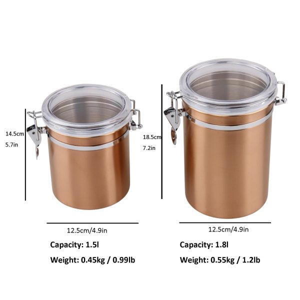 2PCs Stainless Steel Airtight Food Canister Coffee Jars - Image 4