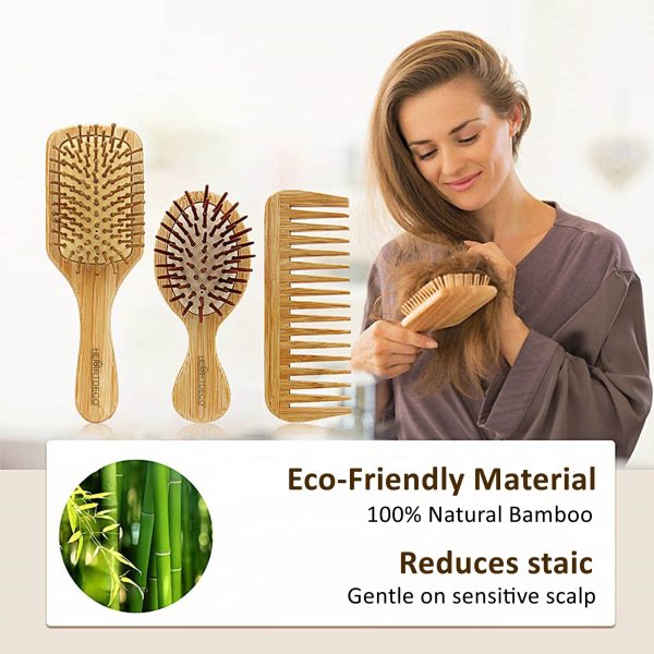 Bamboo Detangling Hair Brush Comb 6Pcs Set - Image 3