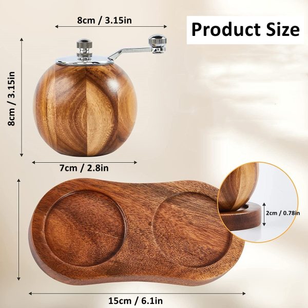 Round Wooden Manual Pepper Salt Grinder Set - Image 4