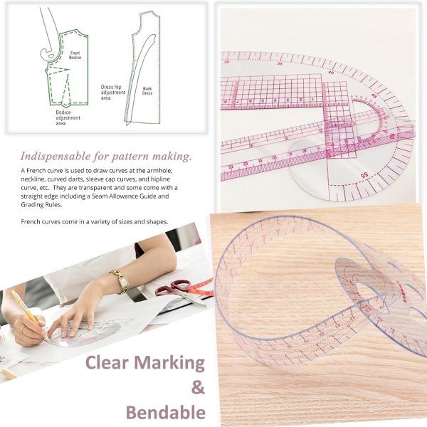 Clear French Curve Ruler Set Tailor Sewing Rulers - Image 3