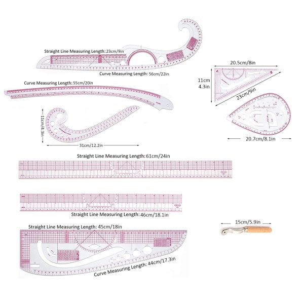 Clear French Curve Ruler Set Tailor Sewing Rulers - Image 4