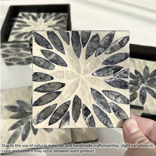 Mother of Pearl Coasters Set of 6 With Holder - Image 3