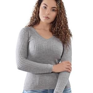 V-Neck Sweater  - Grey