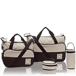 5 Piece Diaper Bag Set - Brown