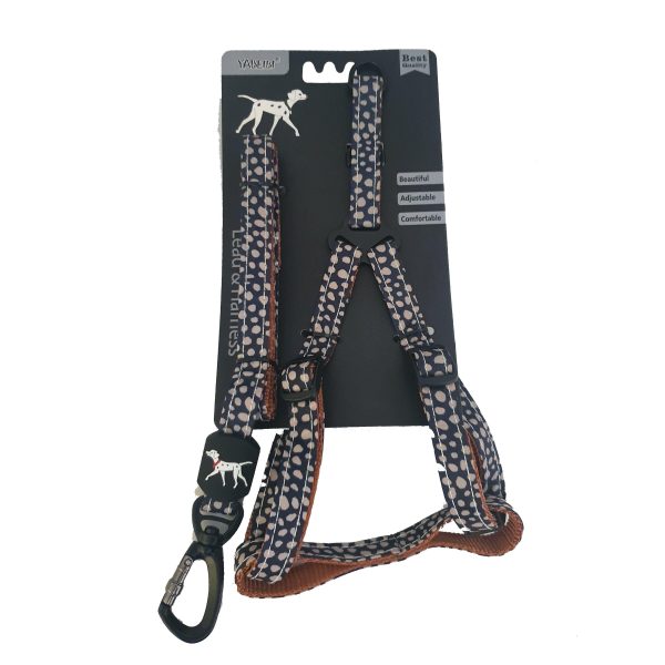 Extra Small Pet Leash And Harness Set â€“ Black and Beige Spots - Image 5