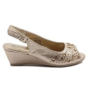 Girls Peeptoe Wedge - Gold