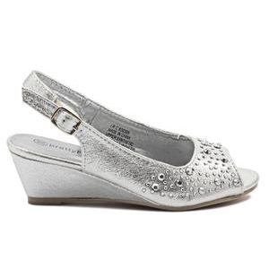 Girls Peeptoe Wedge - Silver