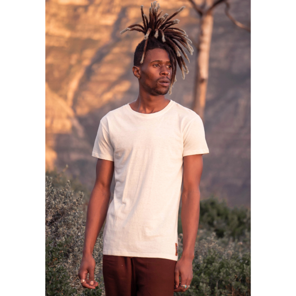 Hemp Roaring Round Neck Tees - Built for durability - Cream - Image 2