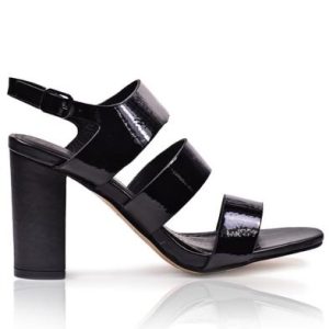 Strappy Block Heel  - Black