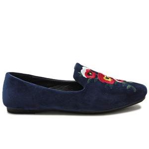 Rose Print Pumps - Navy