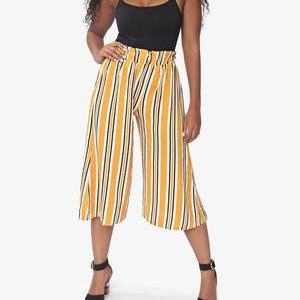 Cropped Palazzo Pants - Yellow