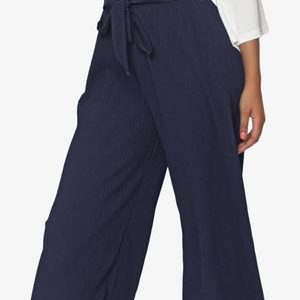 Cropped Pin Stripe Pants - Navy