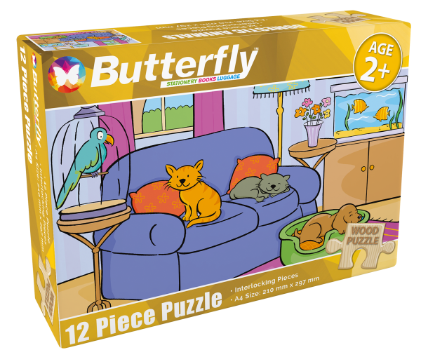 BF A4 WOODEN PUZZLE 12PC - DOMESTIC ANIMALS