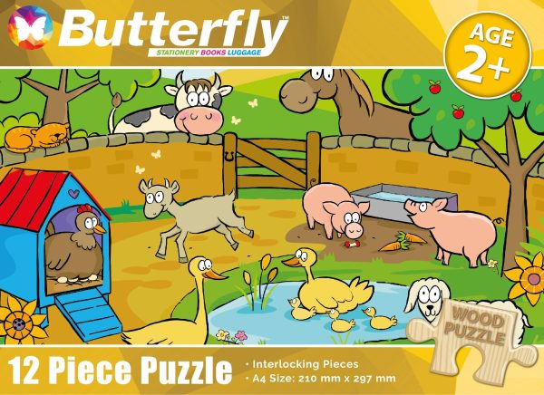 BF A4 WOODEN PUZZLE 12PC - FARM ANIMALS