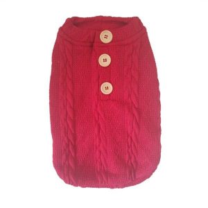 Cable Knit Jersey For Dogs - Red - 4aPet