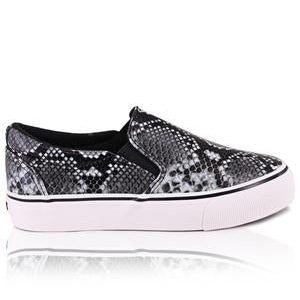 Ladies' Platform Snake Sneakers - Black