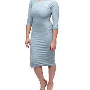 Embossed Midi Dress - Blue