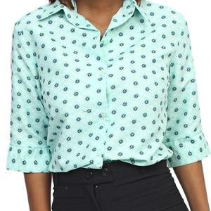 3/4 Sleeve Blouse - Turquoise