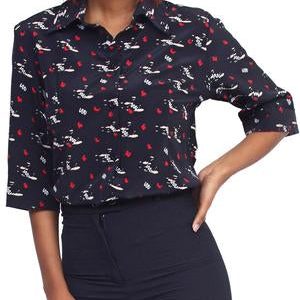 3/4 Sleeve Blouse - Navy