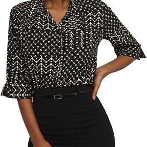 3/4 Sleeve Blouse - Black