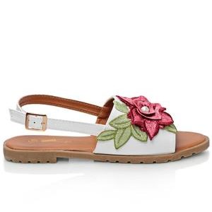 Rose Print Sandals - White