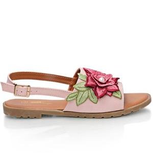 Rose Print Sandals - Pink