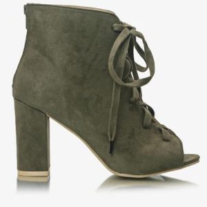 Lace Up Heels - Olive