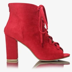 Lace Up Heels - Red