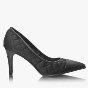 Quilted Court Heels - Black