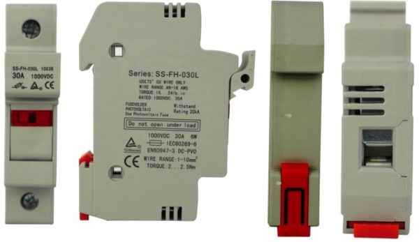 Solarix Rail Mount 1 Pole Solar PV (Photovoltaic) DC Fuse Holder - Image 2