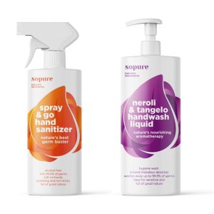 SoPure Hands Pack (1 x SoPure Spray & Go Hand Sanitizer 250 ml and 1 x Neroli & Tangelo Handwash Liquid 500ml) - 4aKid