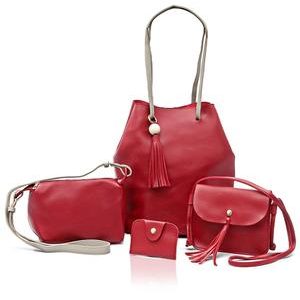 4 Piece Shopper Bag Set - Red