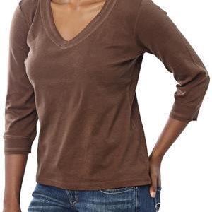 ¾ Sleeve V-Neck - Brown