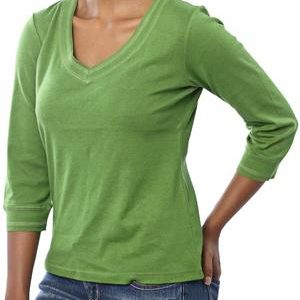 ¾ Sleeve V-Neck - Green